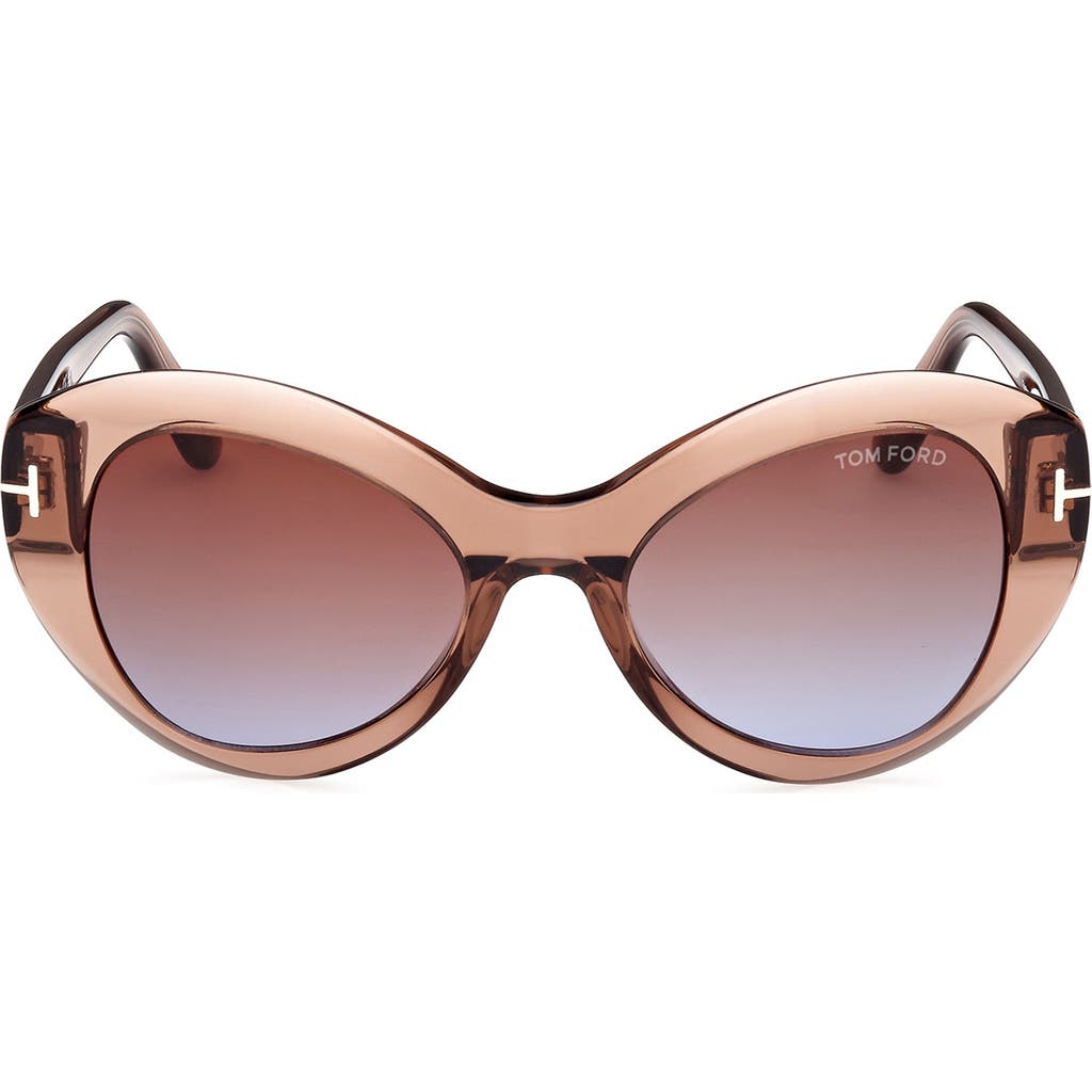 Tom Ford Guinivere 52mm Round Sunglasses In Dark Brown/gradient Brown