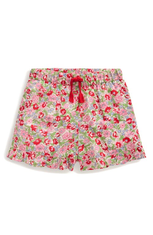 Mini Boden Kids' Print Frill Hem Shorts In Bubblegum Peony Floral