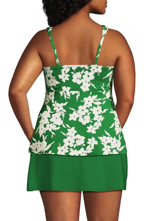 Shop Lands' End Plus Size Flutter Scoop Neck Tankini Top In Fresh Grass Painted Flower