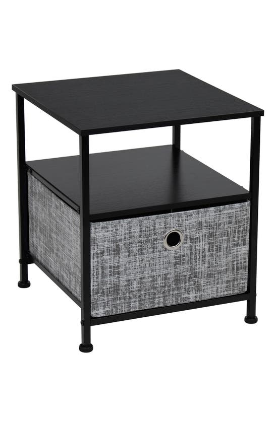 Sorbus End Table With Cloth Drawer In Grey Black