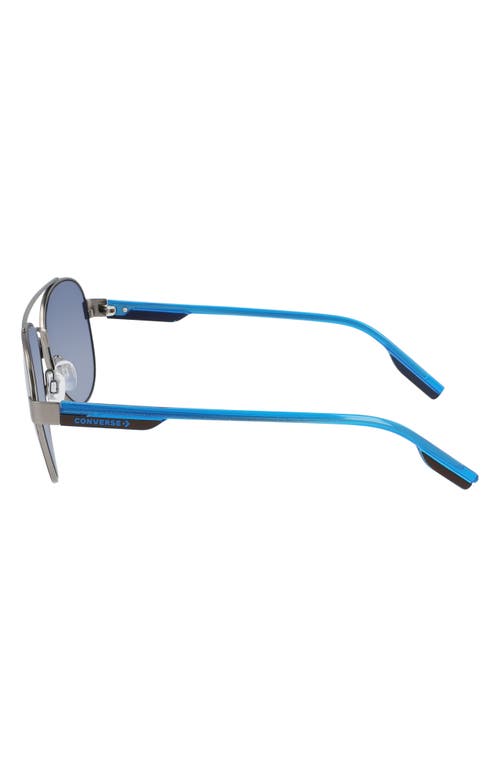 Shop Converse Disrupt 58mm Aviator Sunglasses In Matte Dark Root/blue