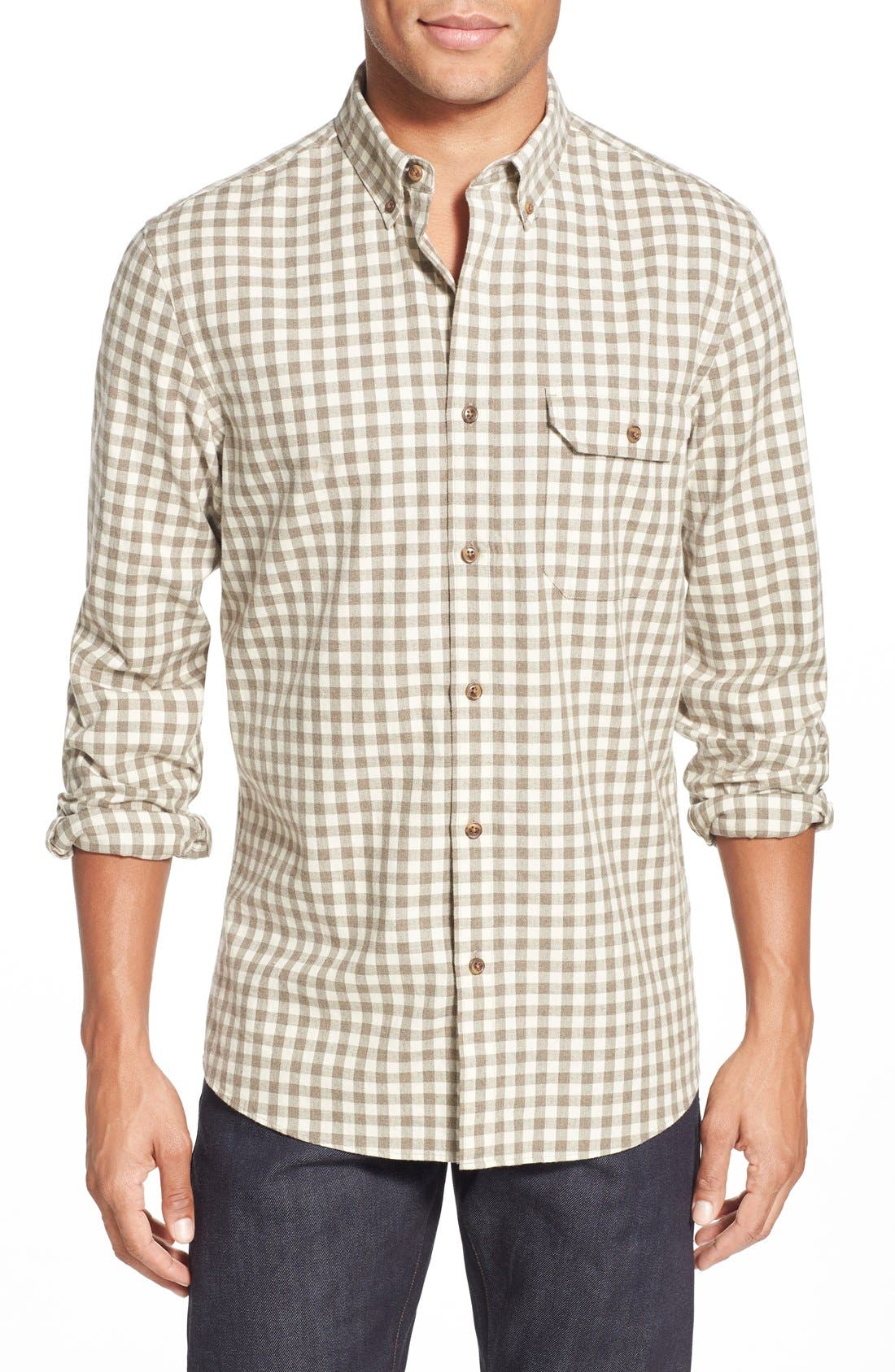 Nordstrom Men's Shop Trim Fit Long Sleeve Gingham Flannel Sport Shirt
