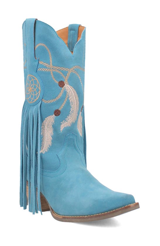 Dingo Day Dream Fringe Embroidered Western Boot In Blue