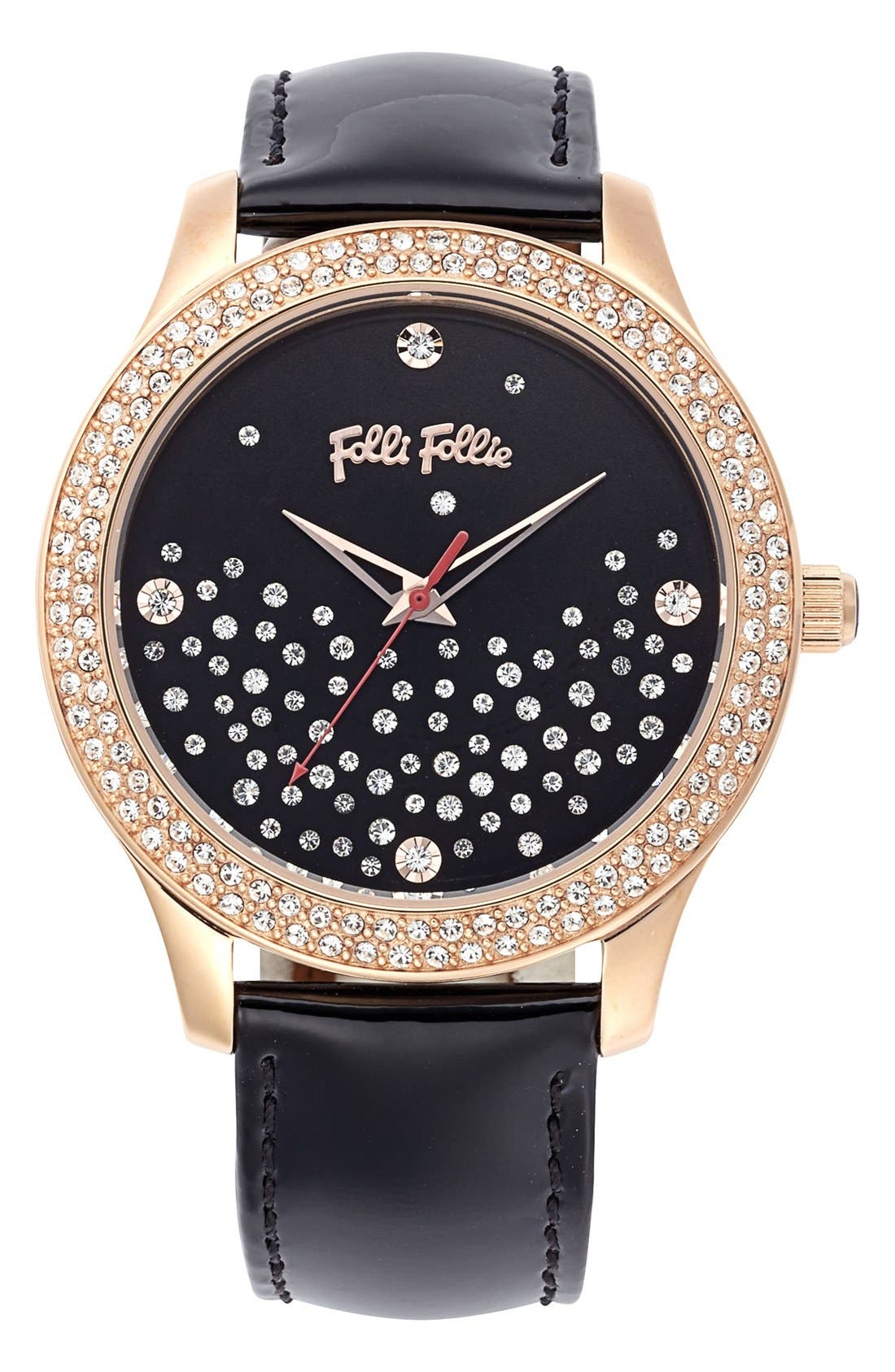 Folli Follie 'Stardust' Crystal Detail Leather Strap Watch, 42mm ...