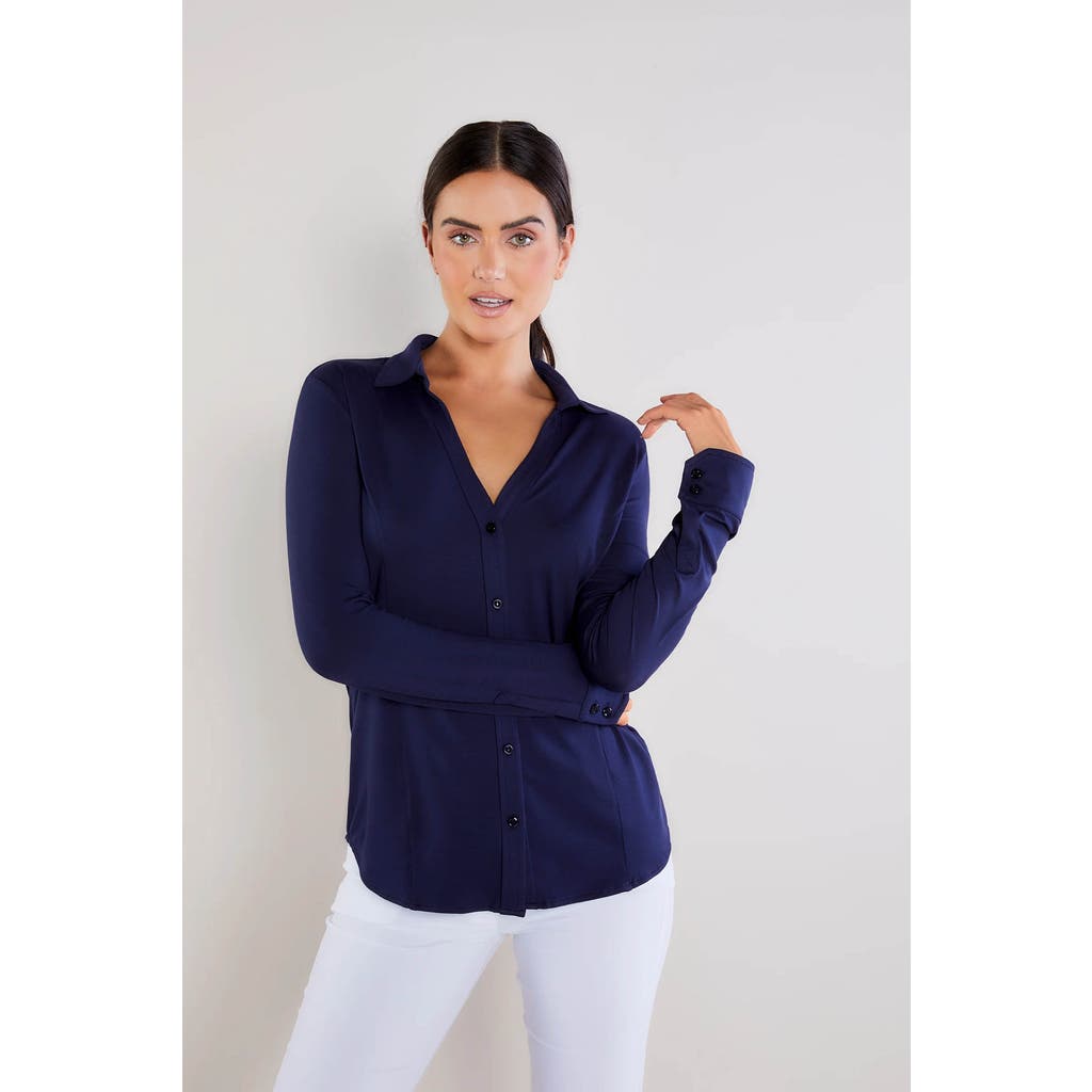 Anatomie Nikki Longsleeve Pique Shirt in Navy