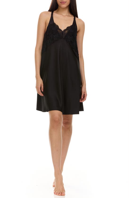 FLORA NIKROOZ SHEREEN LACE TRIM SATIN CHEMISE