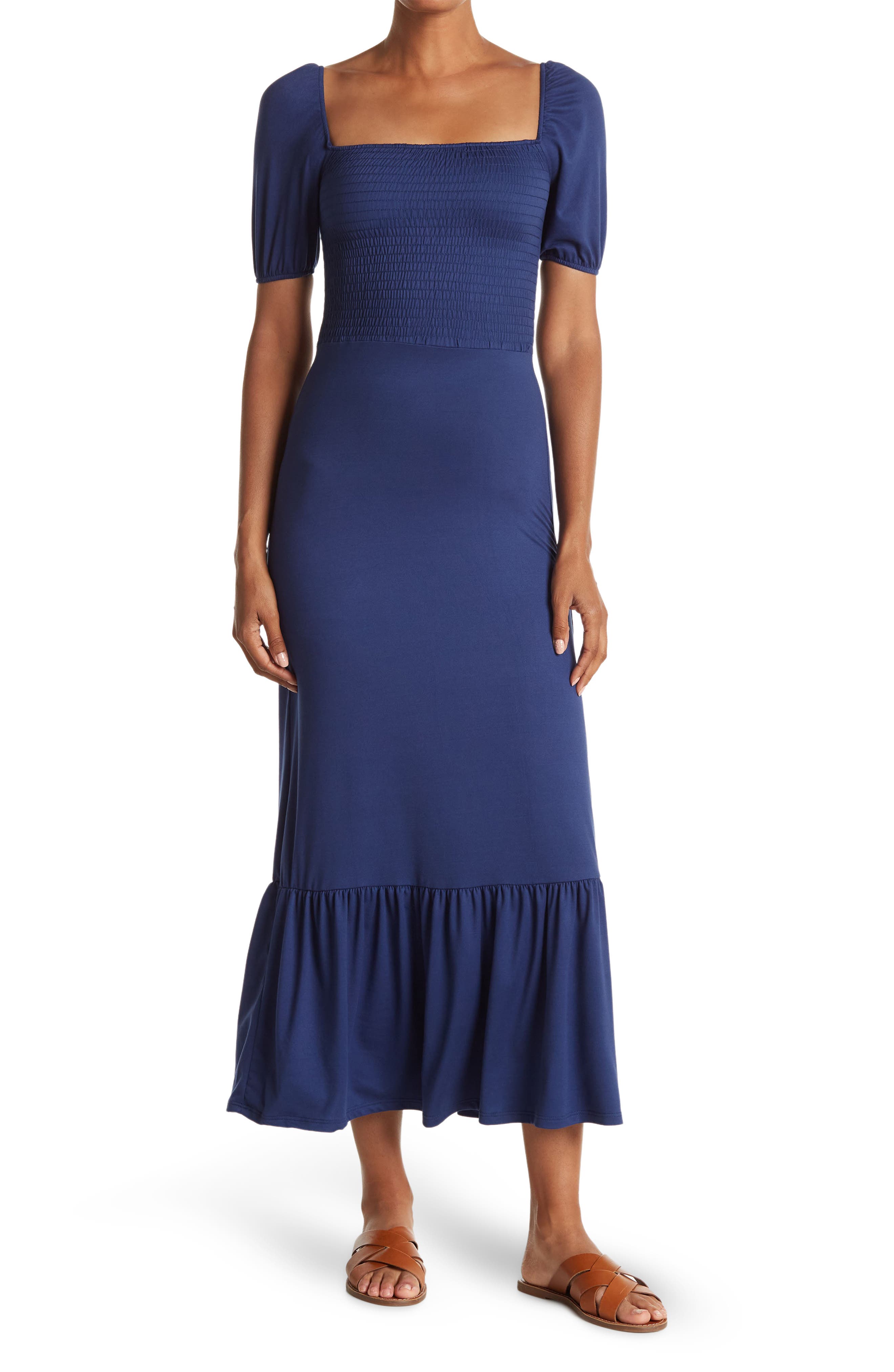 velvet torch puff sleeve smocked dress