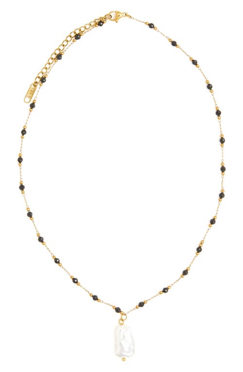 Arne Imitation Baroque Pearl Pendant Necklace in Black