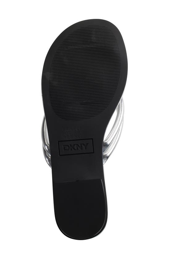 Dkny Womens Logo Manmade Thong Sandals In Silver