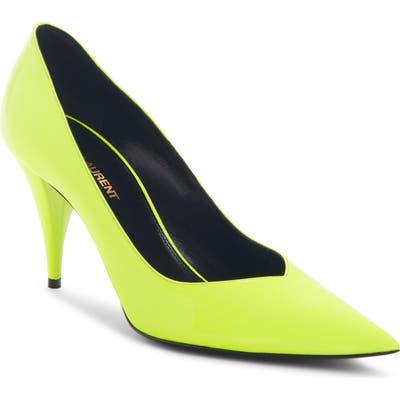 Saint Laurent Kiki Pointy Toe Pump, Yellow