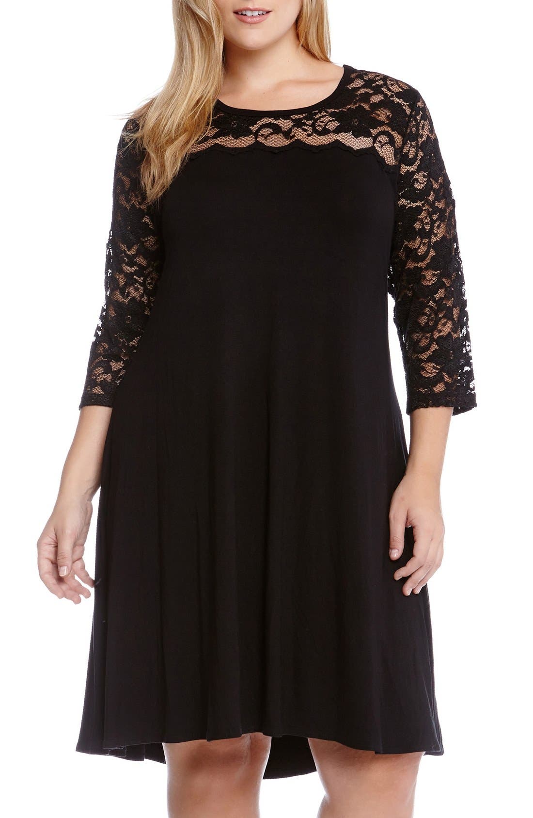 lace yoke swing dress