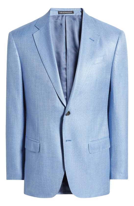 Emporio Armani Regular Fit One-button Sport Coat In Light Blue