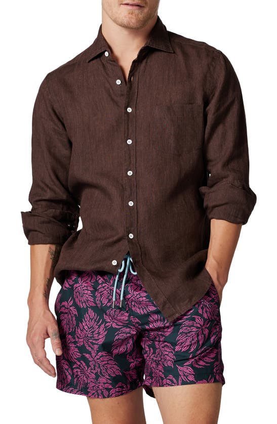 Rodd & Gunn Coromandel Button-up Linen Shirt In Cocoa
