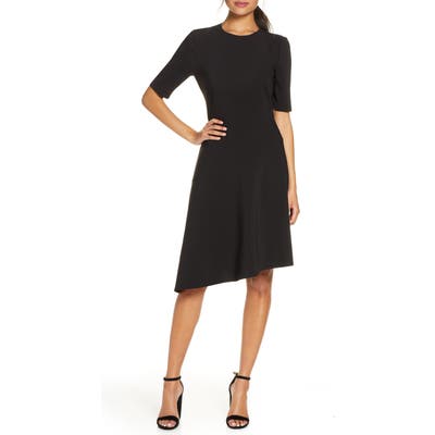 Gal Meets Glam Collection Luna Asymmetrical Hem Fit & Flare Dress, Black