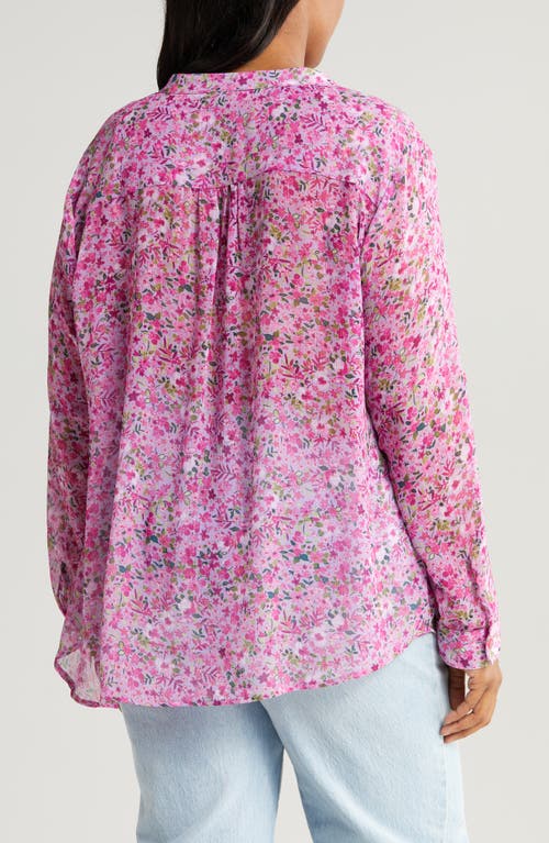 Kut From The Kloth Jasmine Roll Sleeve Top In Potenza-lavender Wish/pink