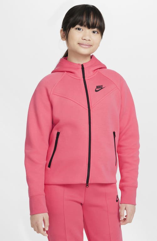 Shop Nike Kids' Tech Fleece Full Zip Hoodie In Aster Pink/black/black