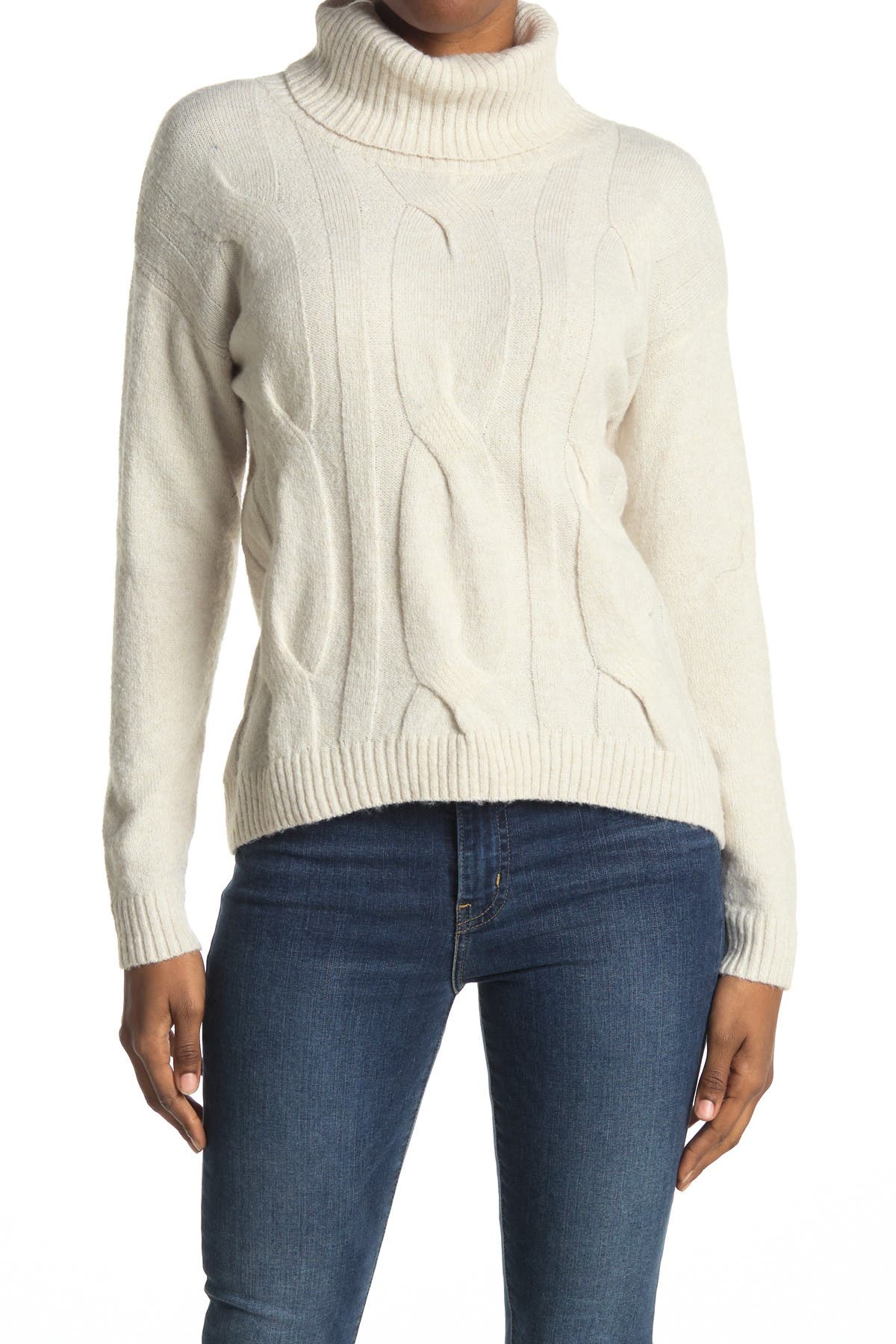 turtleneck cable sweater