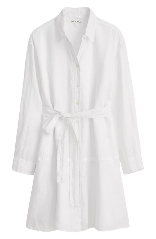 Shop Alex Mill Lili Tie Belt Long Sleeve Linen Shirtdress In White