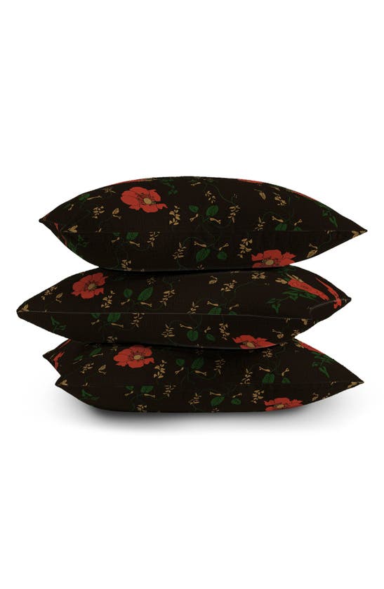 Deny Designs Midnight Flourish Floral Accent Pillow In Black