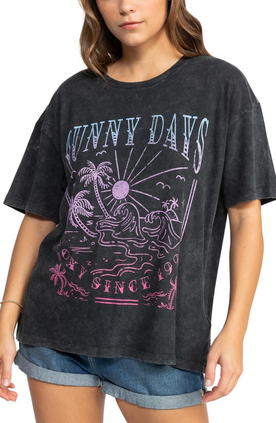 Shop Roxy Sunny Days Oversize Graphic T-shirt In Anthracite