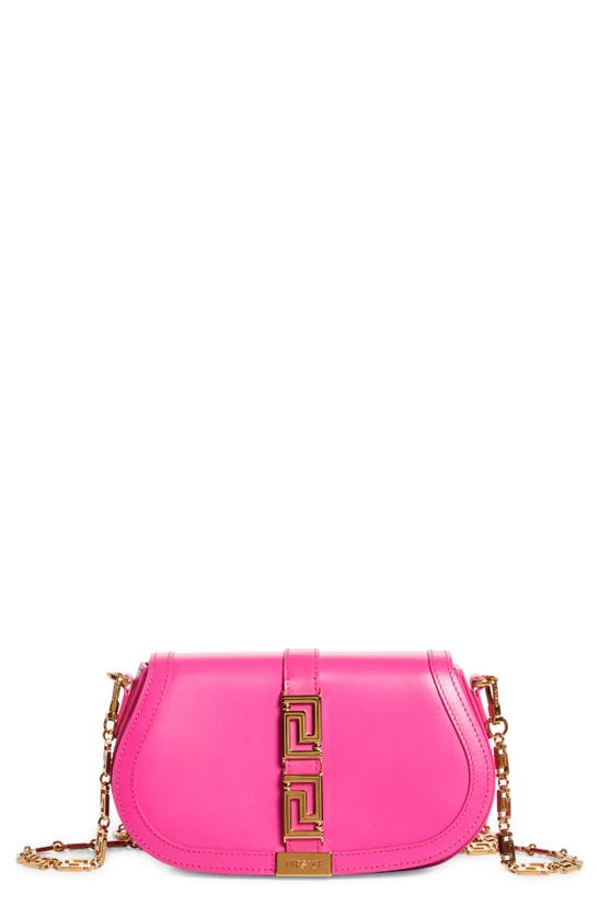 Versace Medium Shoulder Bag In Glossy Pink  Gold