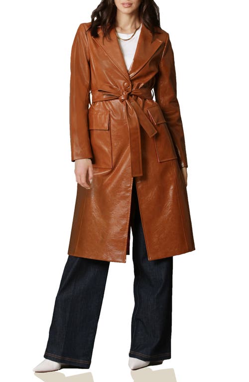 Avec Les Filles Relaxed Faux Leather Trench Coat in Cocoa
