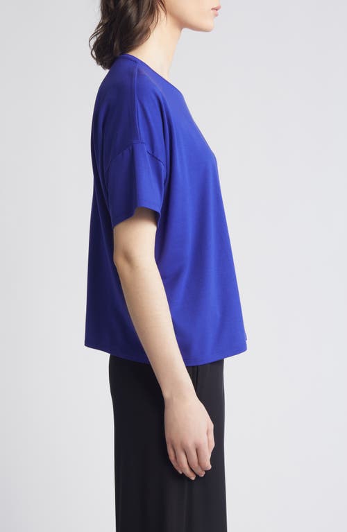 Shop Eileen Fisher Bateau Neck Boxy T-shirt In Blue Violet