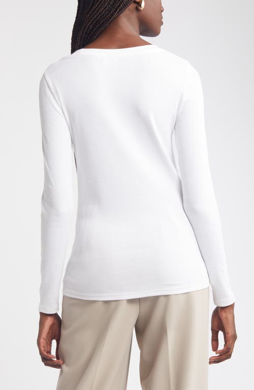 Shop Nordstrom Stretch Pima Cotton Long Sleeve T-shirt In White