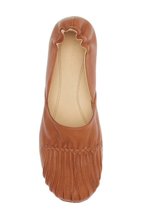 Shop Chocolat Blu Cam Flat In Camel Leather