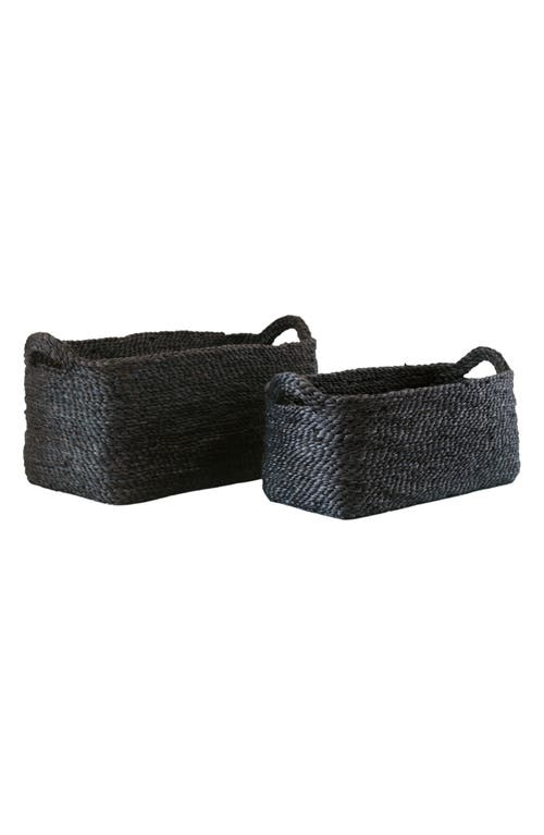Will & Atlas Set of 2 Rectangular Jute Tray Baskets in Charcoal at Nordstrom