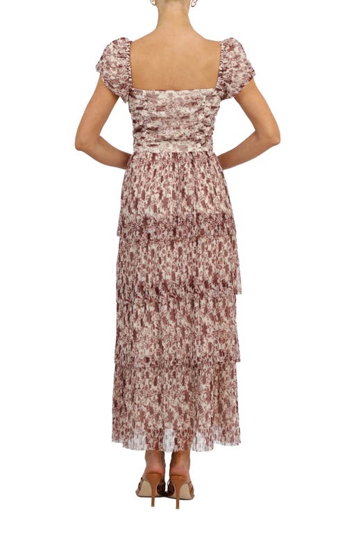 Shop Adelyn Rae Print Tiered Maxi Dress In Chocolate