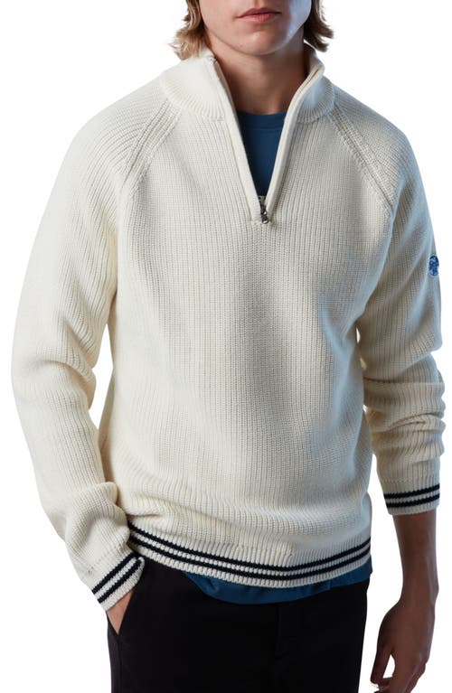 Half Zip Wool Blend Sweater in Marshmellow
