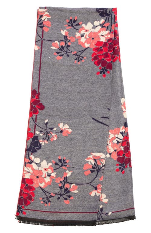 Saachi Floral Reversible Scarf In Denim/red/blue