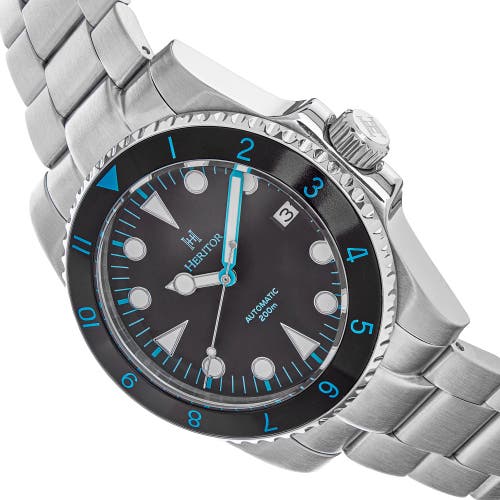 Heritor Automatic Luciano Bracelet Watch W/date In Black/blue