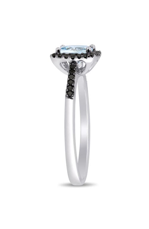 Delmar Cushion-cut Aquamarine & Black Diamond Ring In Blue