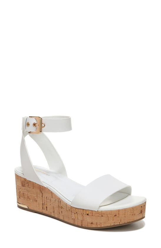 Franco Sarto Presley Ankle Strap Platform Wedge Sandal In White