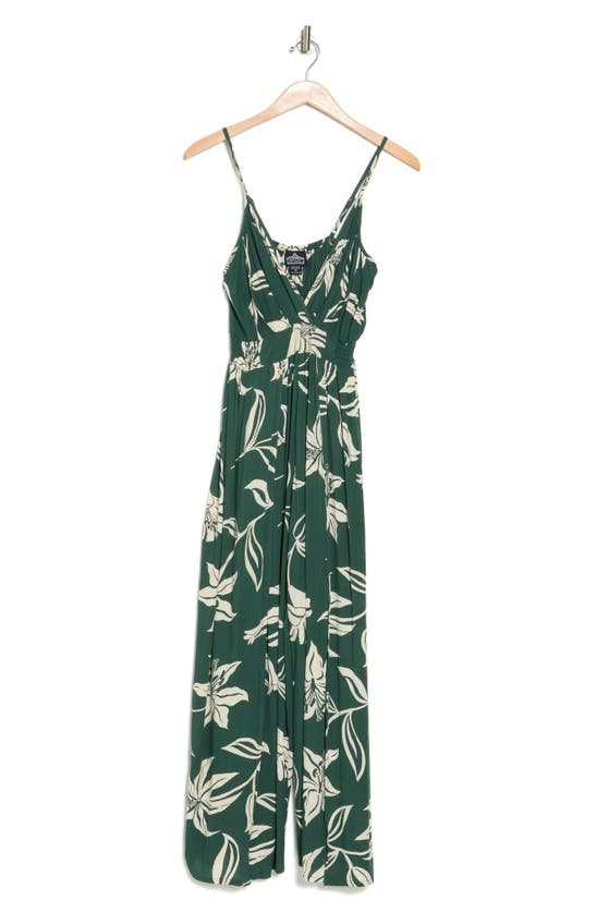 Angie V-neck Surplice Jumpsuit In Green