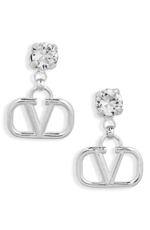 Valentino Garavani Vlogo Drop Earrings In 68s Palladium/crystal