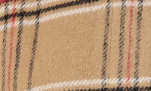 Ookie & Lala Plaid Brushed Knit Cape In Camel/black