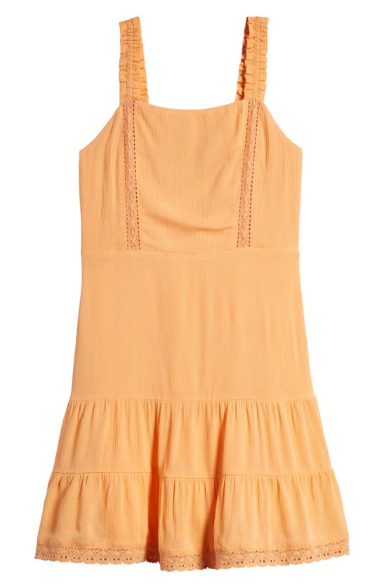 Shop Love, Fire Kids' Lace Inset Drop Waist Sundress In Orange Chiffon