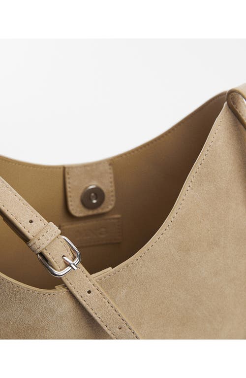 Mango Suede Shoulder Bag In Light Beige