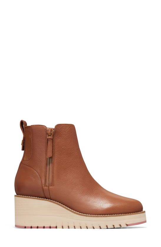 Cole Haan Zerogrand City Waterproof Wedge Bootie In British Tan/ Ivory Wp