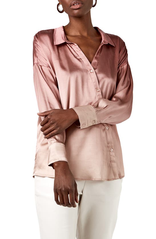 Click to view more detailed imagery on our partner's website As By Df Tramonto Asymmetric Button-front Blouse In Mauve