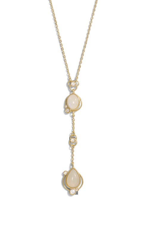 Awe Inspired Moonstone Dreamweaver Lariat Necklace In Gold