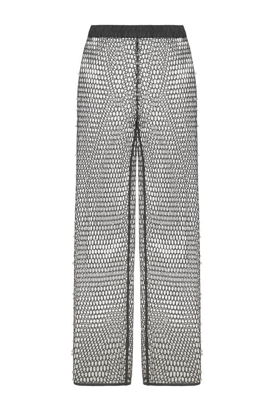 Shop Nocturne Shimmering Threaded Mesh Pants In Grey