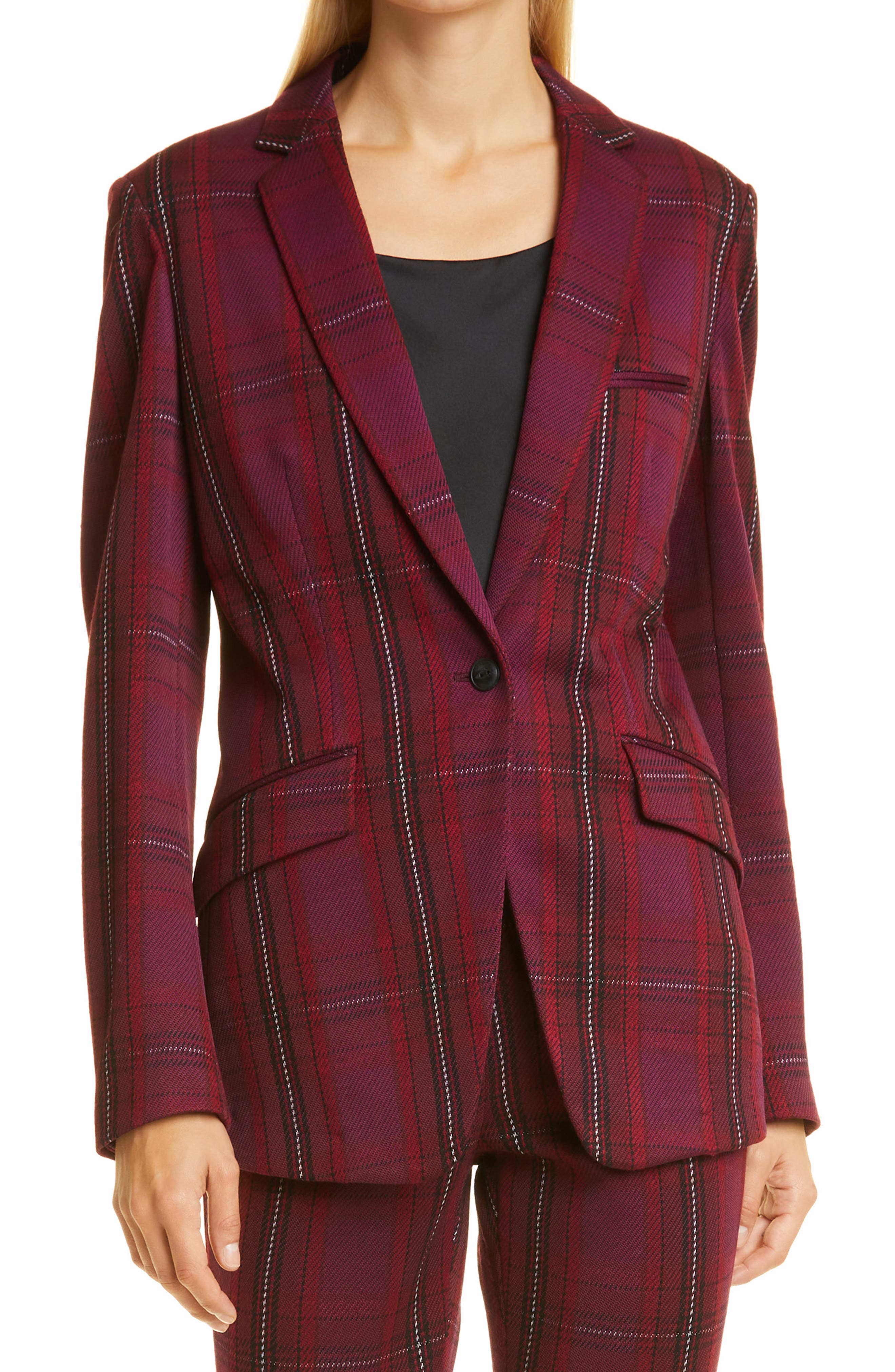 women's burgundy blazer jacket