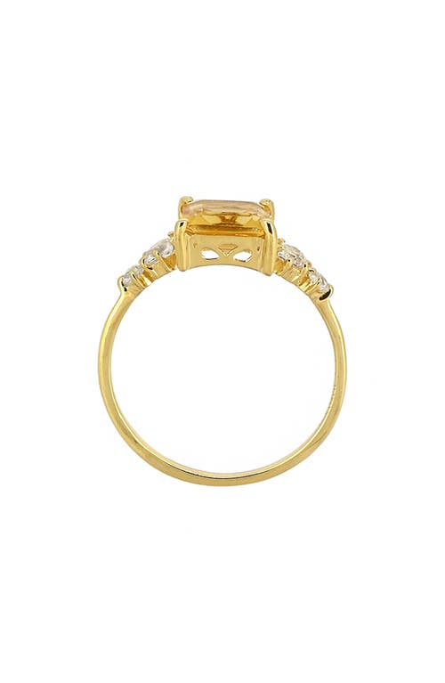 Ys Gems Citrine & White Topaz Ring In Yellow Gold