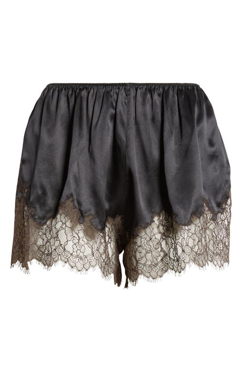 Shop Bode Lace Trim Satin Tap Pants In Black