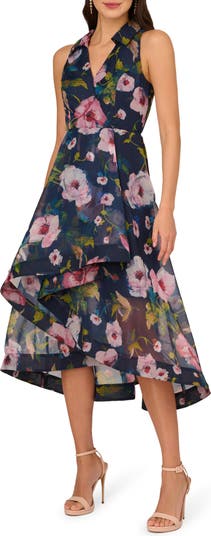 Adrianna Papell Floral Print Organza High Low Dress Nordstrom