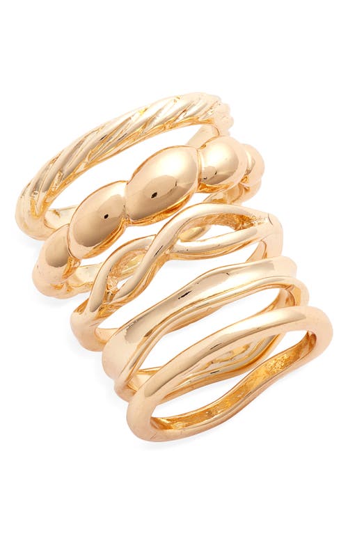 Twisted Metal Set of 5 Rings in Gold